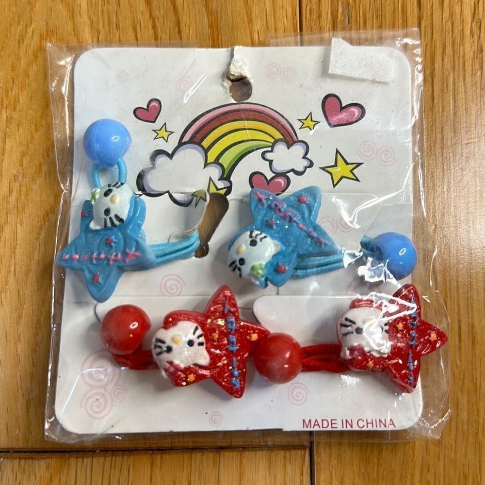 Hello kitty hair elastics red and blue